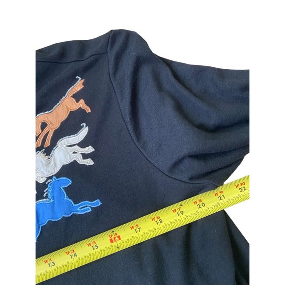 Blair Y2K Cardigan Womens Large Black Applicaque Horses Western Cowgirl Novelty - Picture 6 of 9